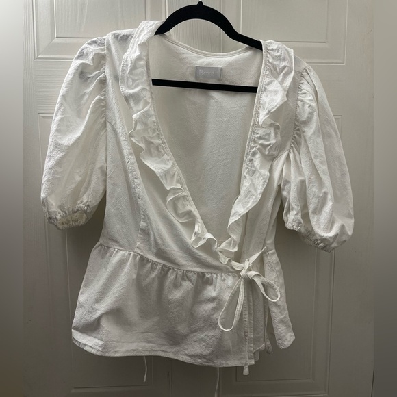 Boyish By Her Romeo Puff Sleeve Wrap Blouse - Picture 7 of 15